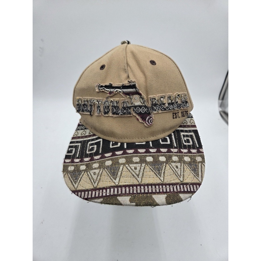 Essencial Caps Daytona Beach Florida Baseball Hat Tan Aztec Pattern‎ Est 1976